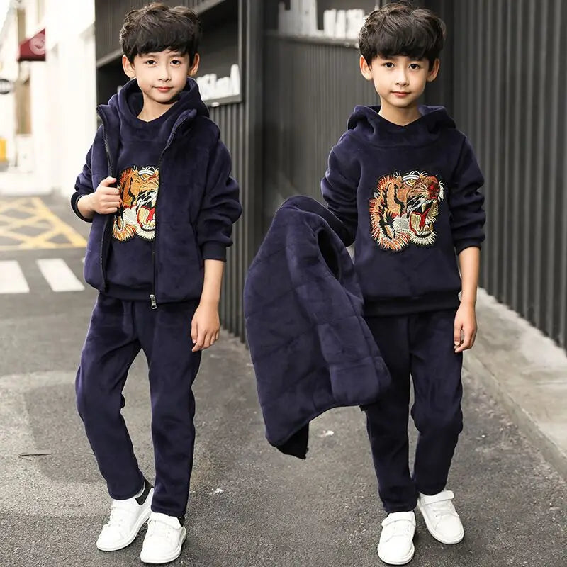 3 Pcs Winter velvet Set (jacket + Sweater + Pant)