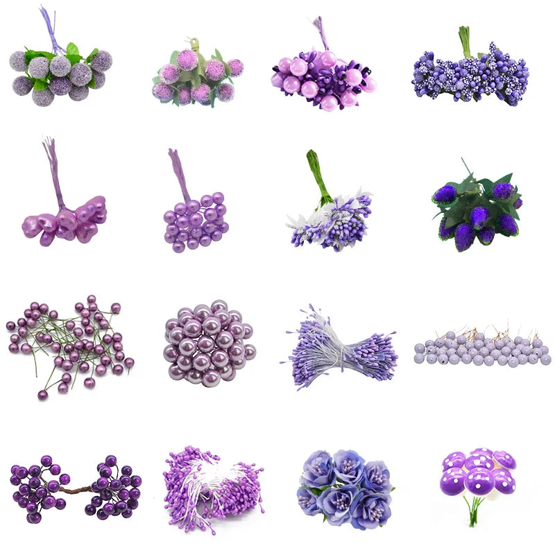 Christmas Decoration Mix Purple Artificial Cherry Flower