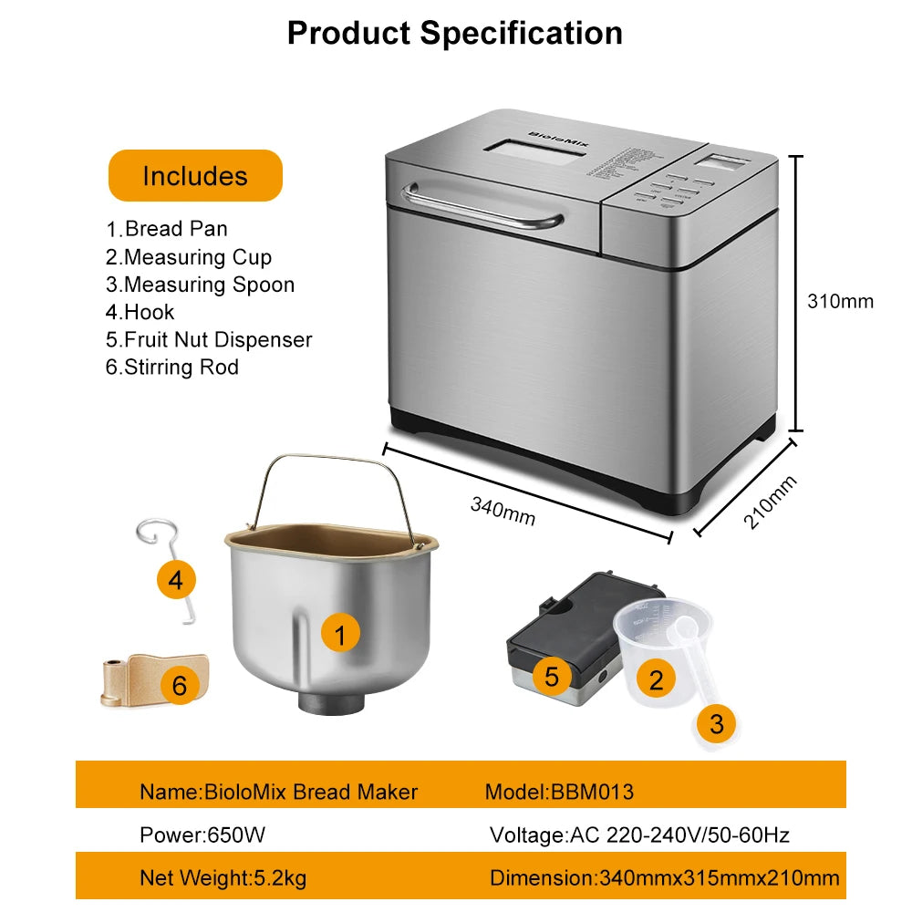 Stainless Steel Automatic Bread Maker