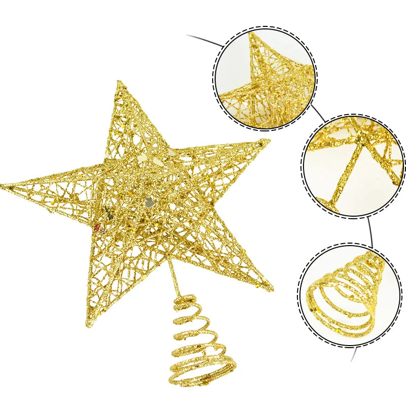 Christmas Gold Glitter Star for Tree Decorations