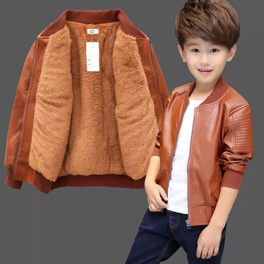 Boys Winter Leather/Fur Jacket