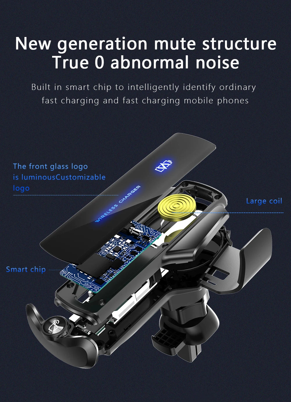 Magnetic smart wireless car charger