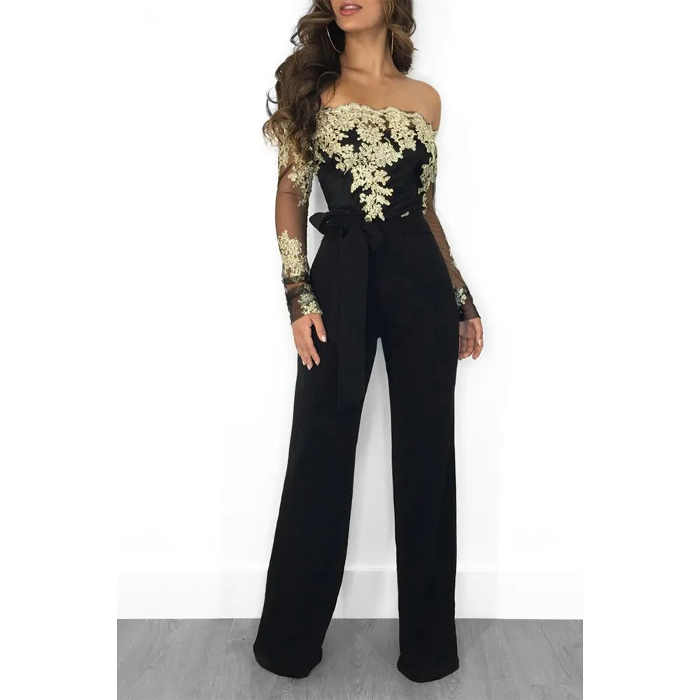 Off Shoulder Slash Neck Elegant Jumpsuit