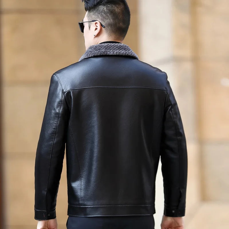 Casual Cashmere Leather Jacket