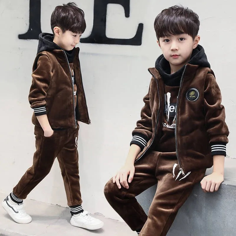 3 Pcs Winter velvet Set (jacket + Sweater + Pant)