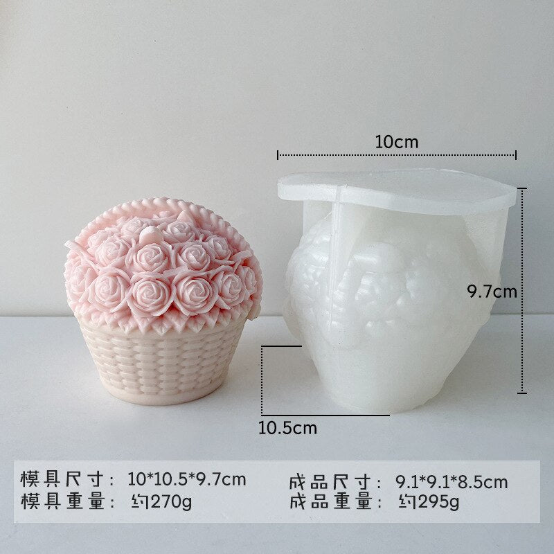 New Nordic Rattan Flowers Silicone Candle Mold