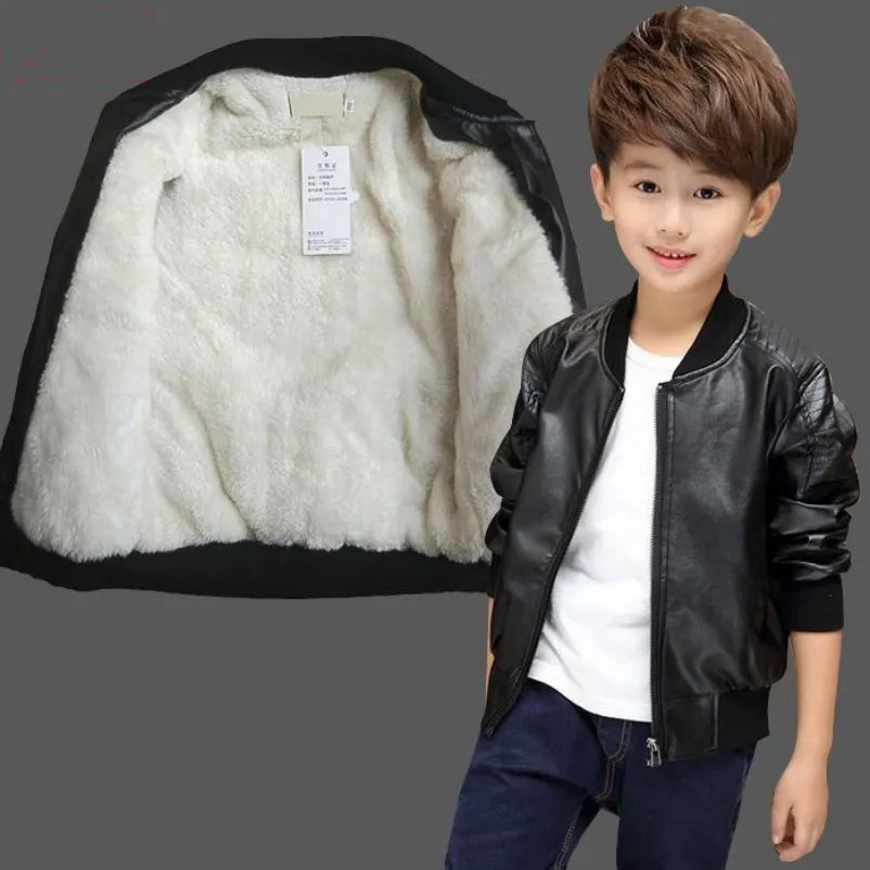 Boy's Leather and Fur Jacket