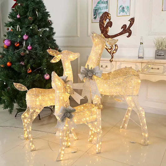 Glowing Iron Deer Decoration 3-Piece Set