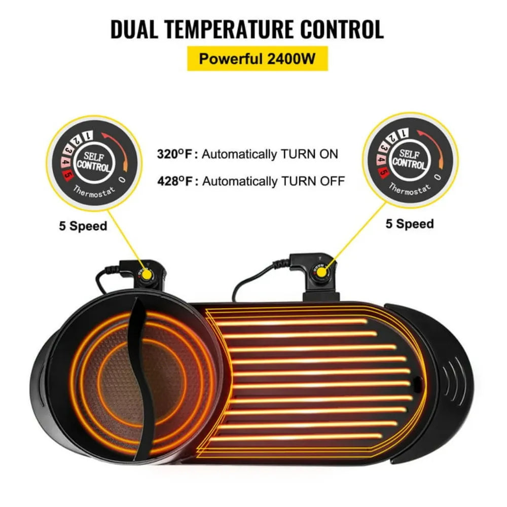 2 in 1 Electric Hot Pot and Grill