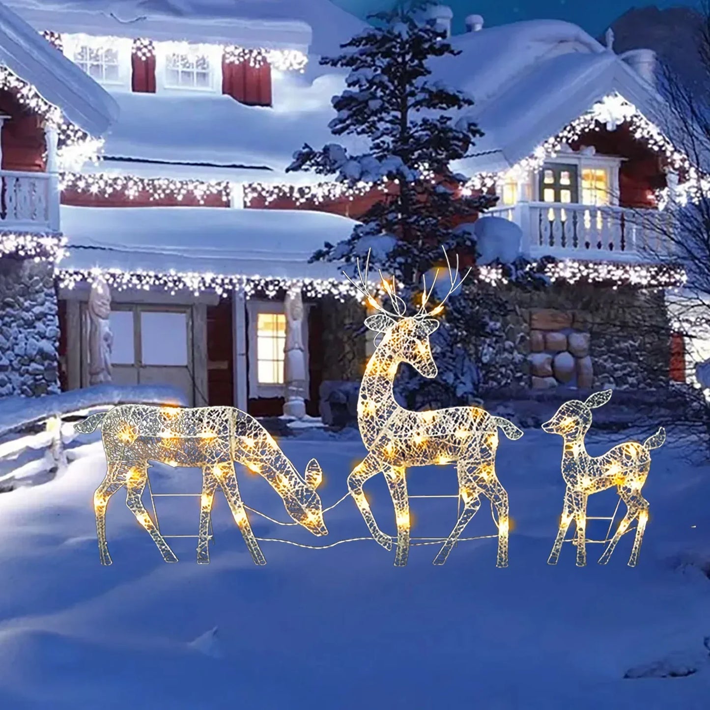 Lighted Deer Christmas Decor With Led Lights