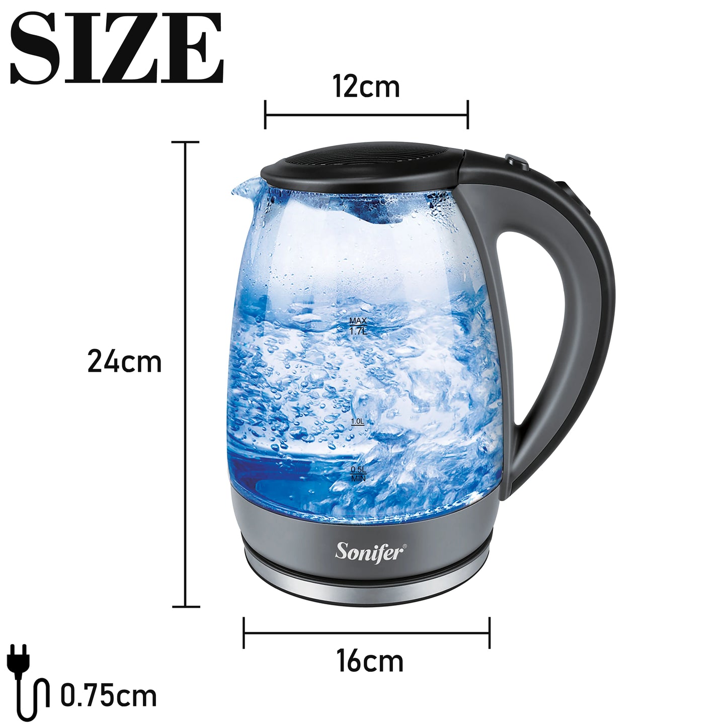 1.7L Glass Electric Kettle