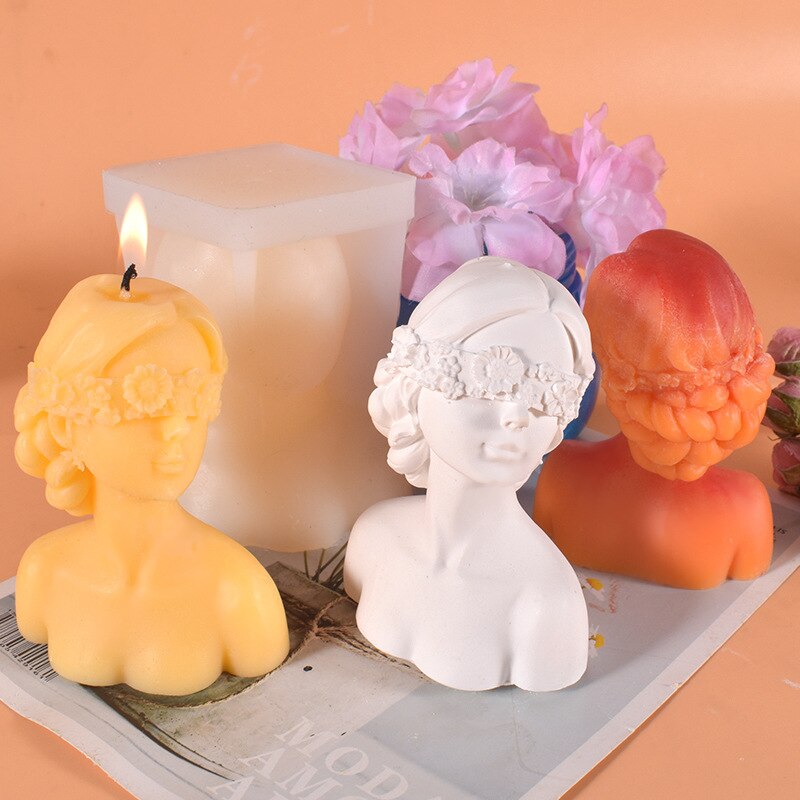 New Closed-Eye Girl Candle Silicone Mold