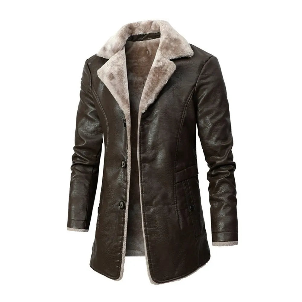 Winter Fleece Leather Jacket