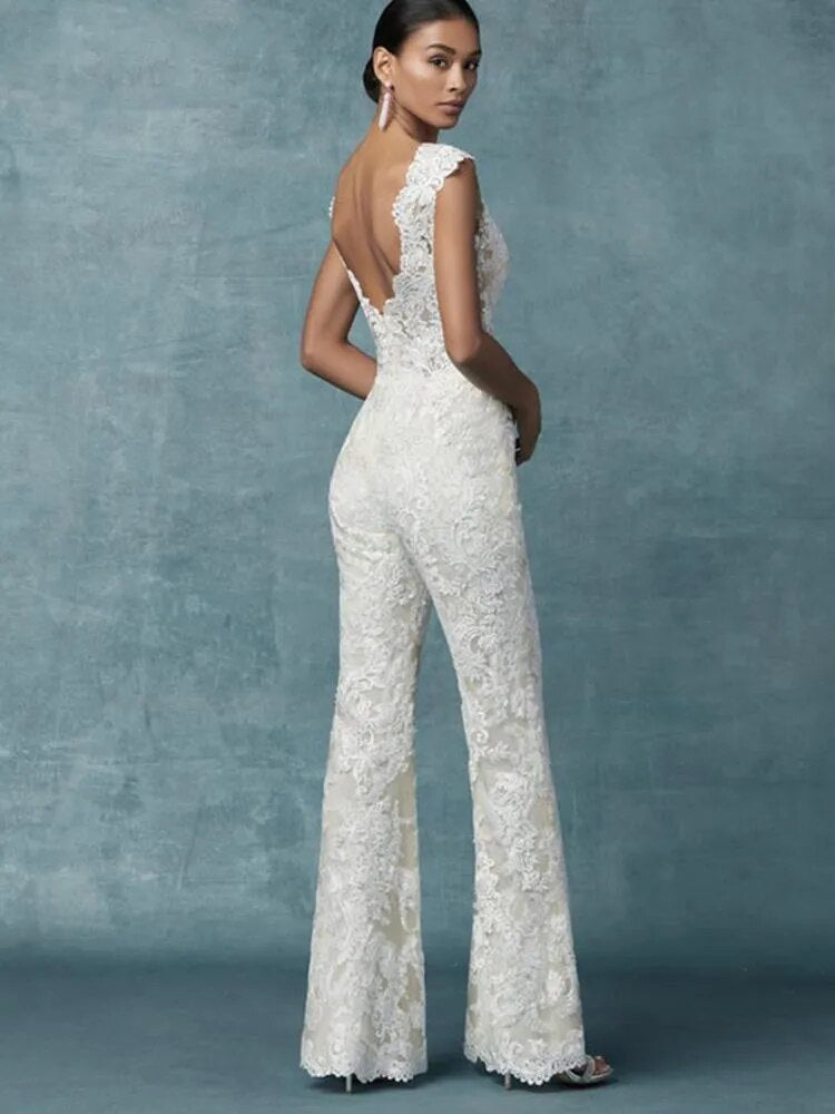 Wedding Bride Pants Suit - Jumpsuit