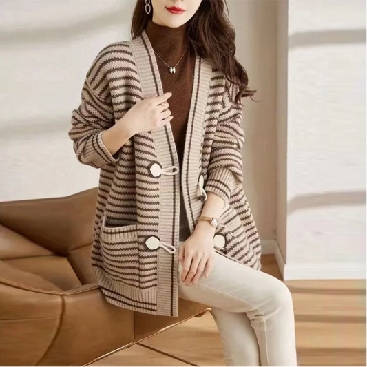 Versatile Stripe Knit Cardigan