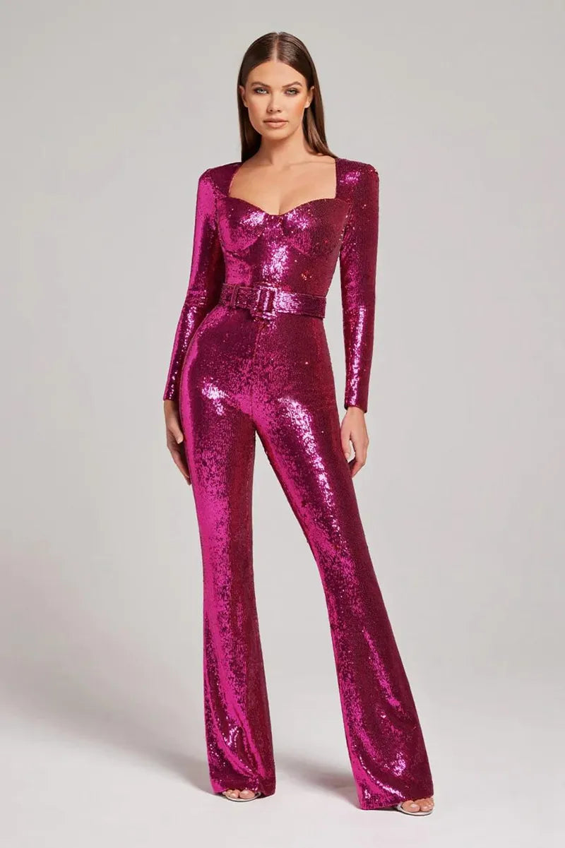 Shiny Long Sleeve Jumpsuits