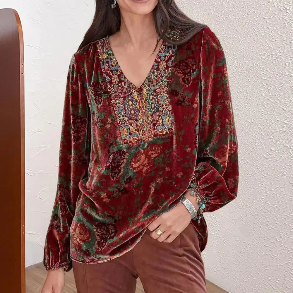 Vintage Velvet Women Blouse