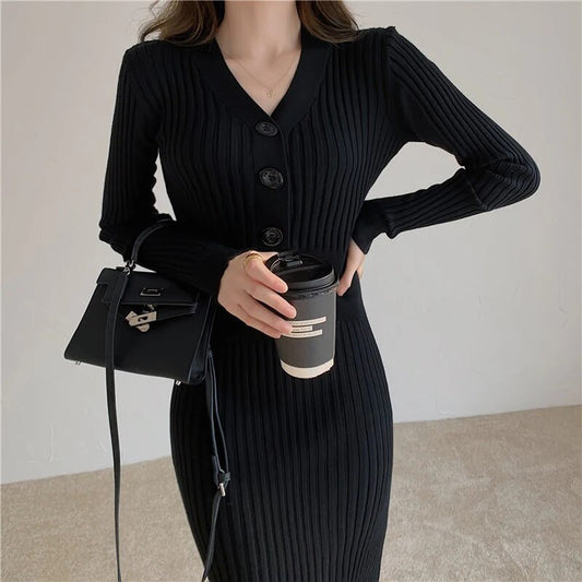 V Neck Sweater Vintage Sweater Dress