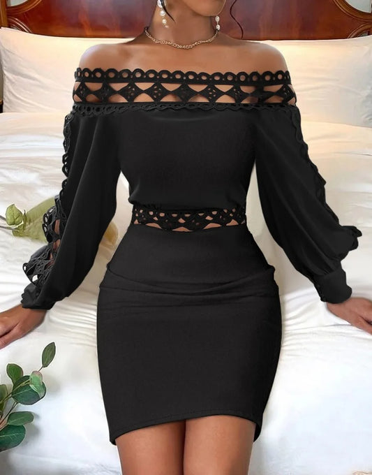 Fashion Long Sleeved Wrap Hip Dress