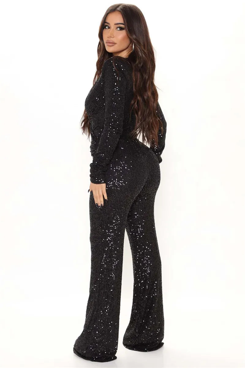 Fashion V Neck Long Sleeve Jumpsuit