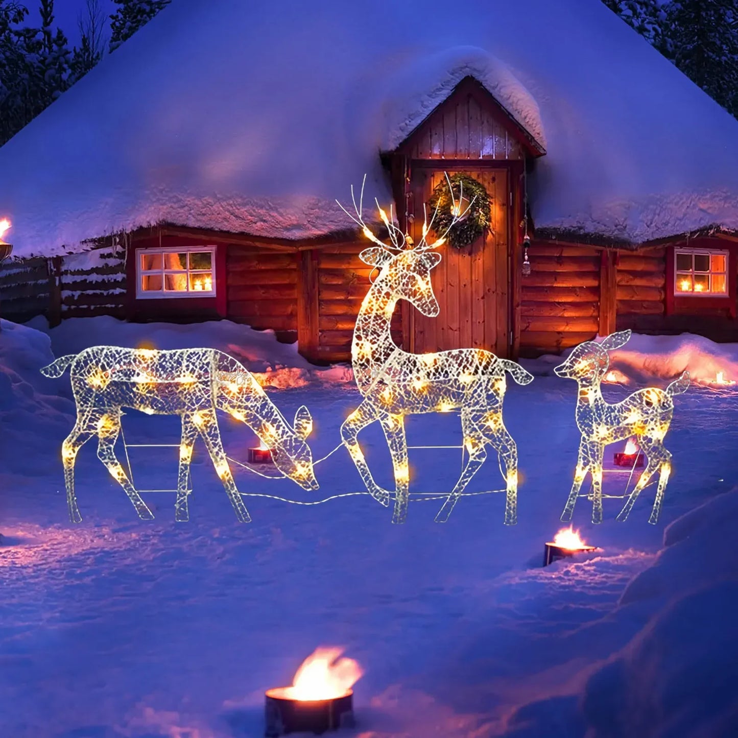 Lighted Deer Christmas Decor With Led Lights