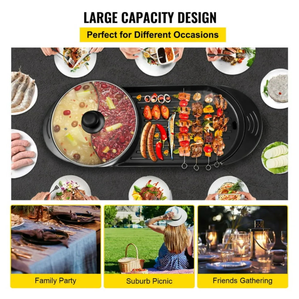 2 in 1 Electric Hot Pot and Grill