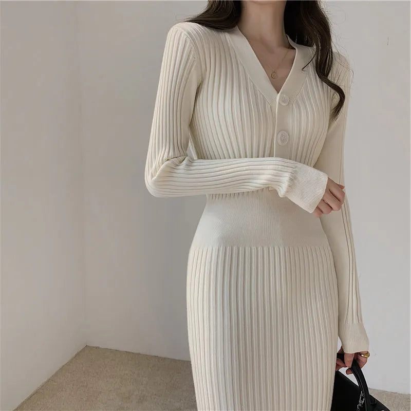 V Neck Sweater Vintage Sweater Dress