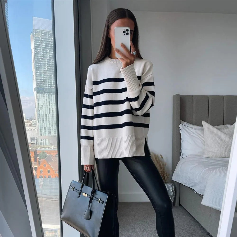 Casual Oversized Striped Pullovers