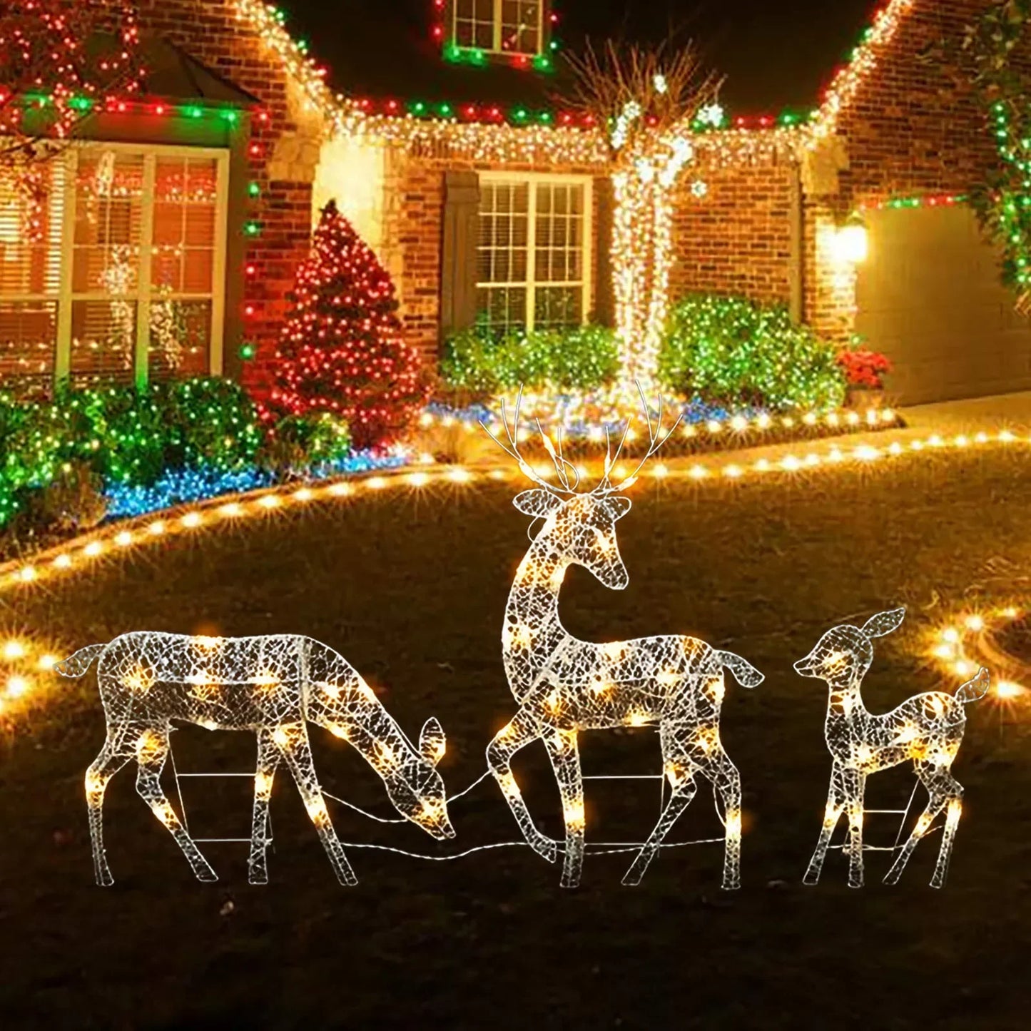 Lighted Deer Christmas Decor With Led Lights