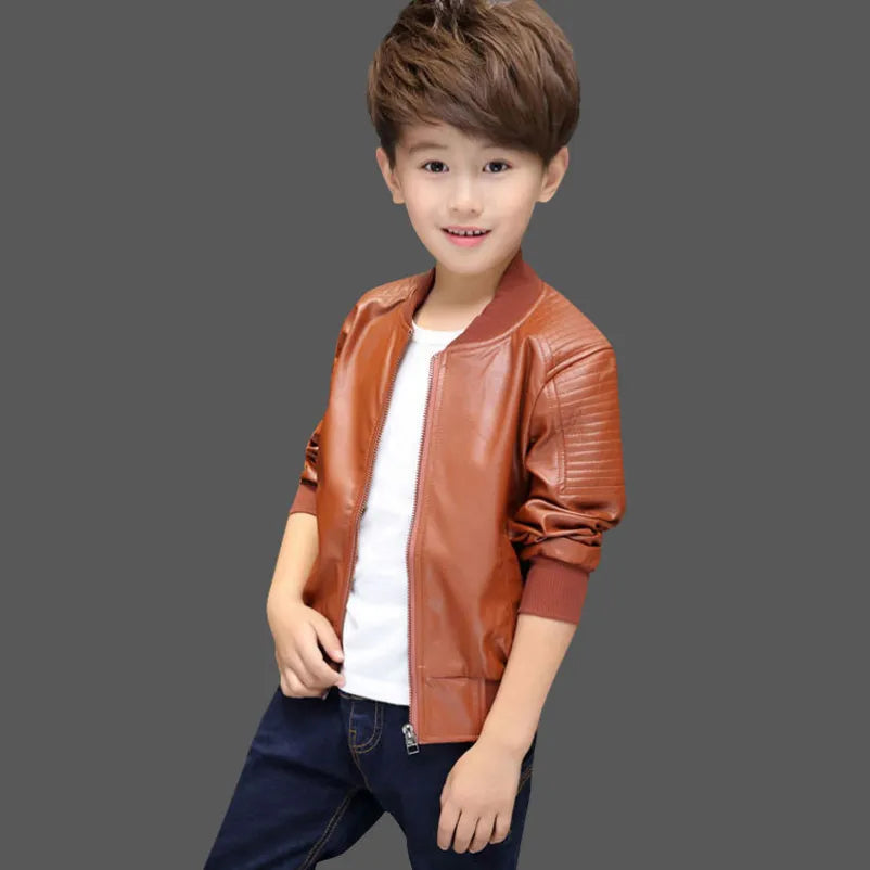 Boy's Leather and Fur Jacket