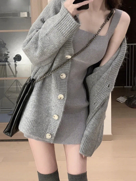 Casual Sweater 2 Piece Dress Set