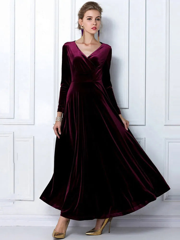 Elegant Velvet Maxi Dress