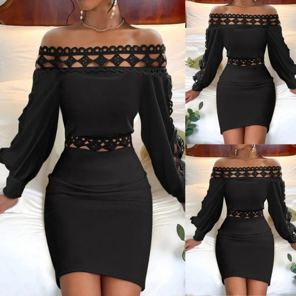 Fashion Long Sleeved Wrap Hip Dress