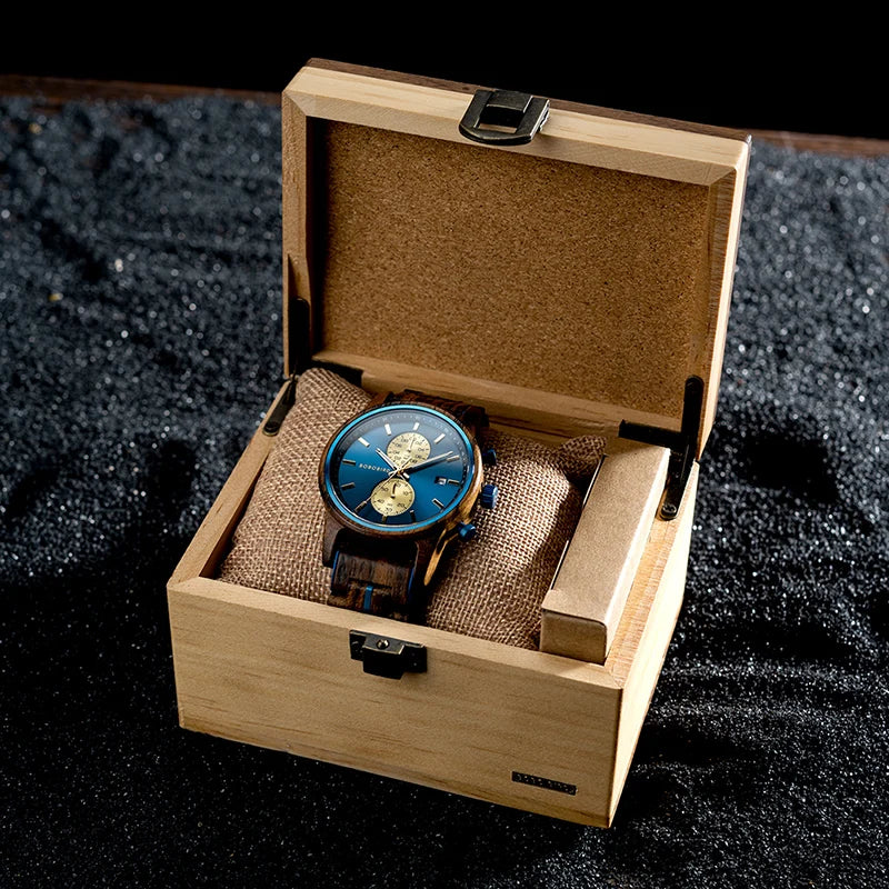 Chronograph Wooden Engraved  Watch