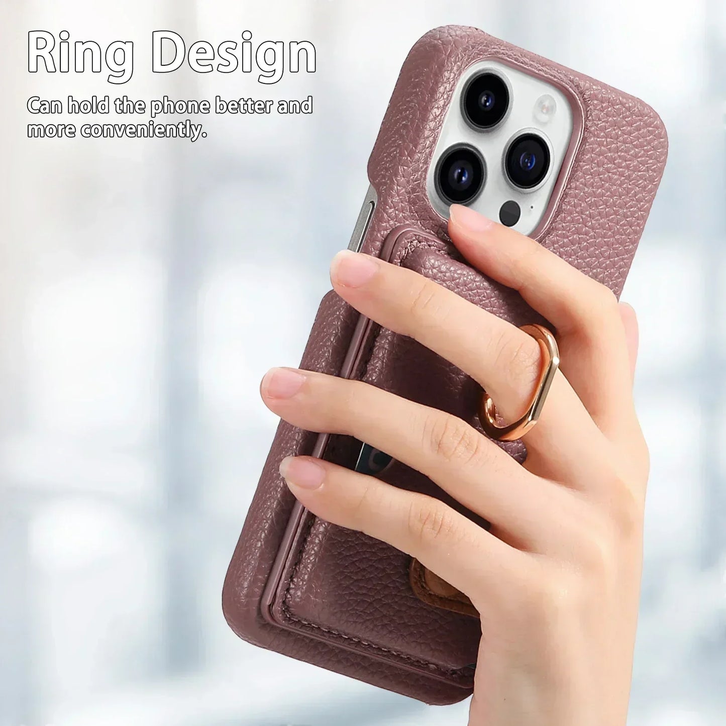 Leather Ring Support Phone Case