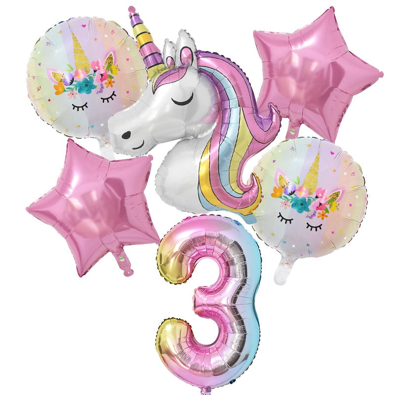 Unicorn Foil Balloons Birthday Party Theme