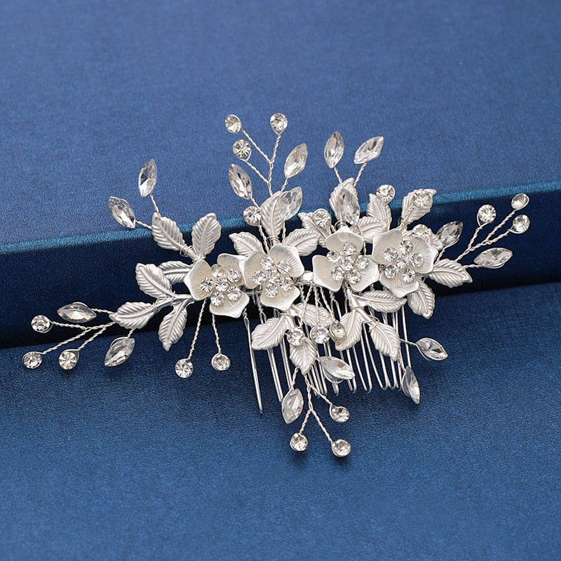 Silver Color Pearl Crystal Wedding Hair Accessories