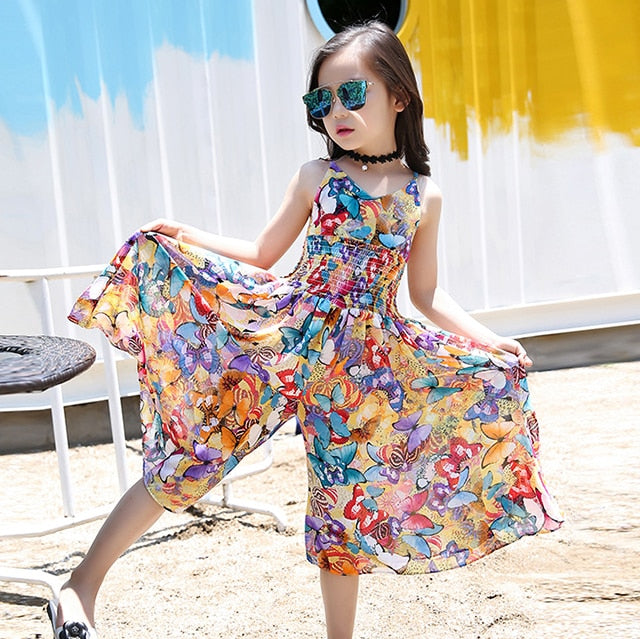 Bohemian Chiffon Summer Girls Flower Dress