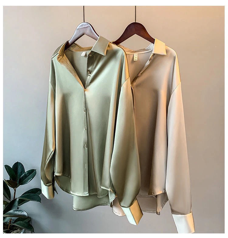 Silk Shirt Vintage Long sleeve Blouse