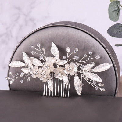 Silver Color Pearl Crystal Wedding Hair Accessories