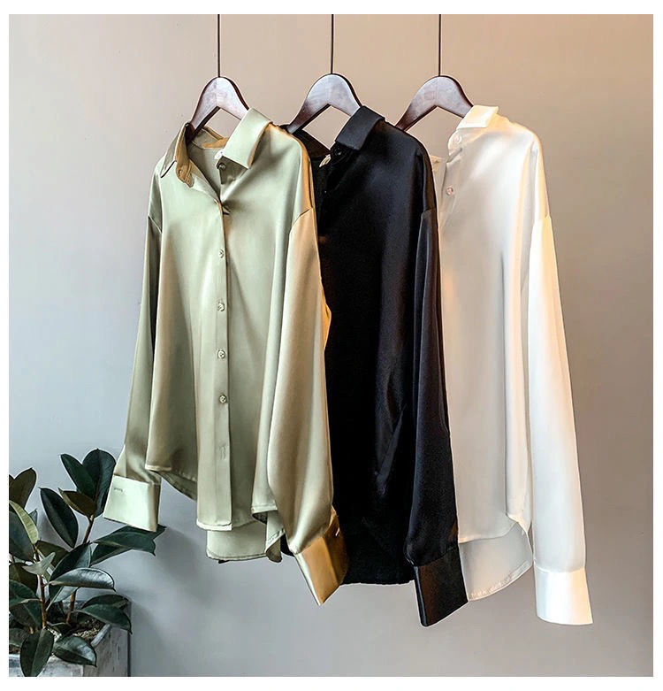 Silk Shirt Vintage Long sleeve Blouse