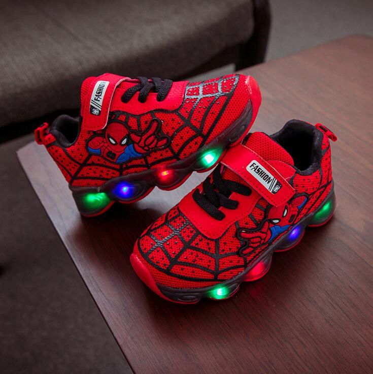 Glowing Spiderman sneakers for kids