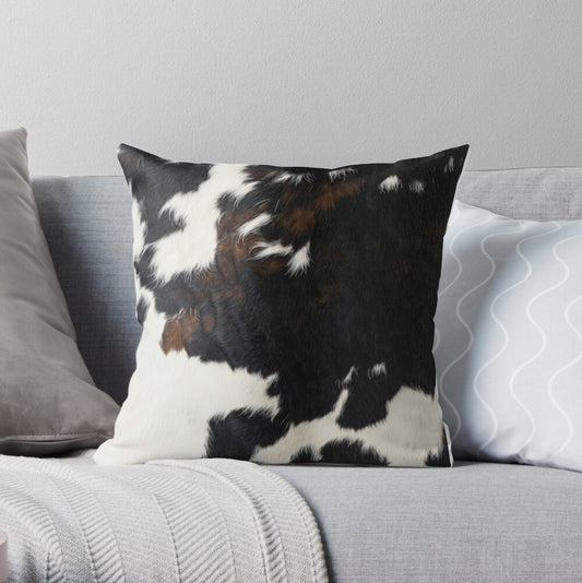 Cowhide Leather Throw Pillow Case