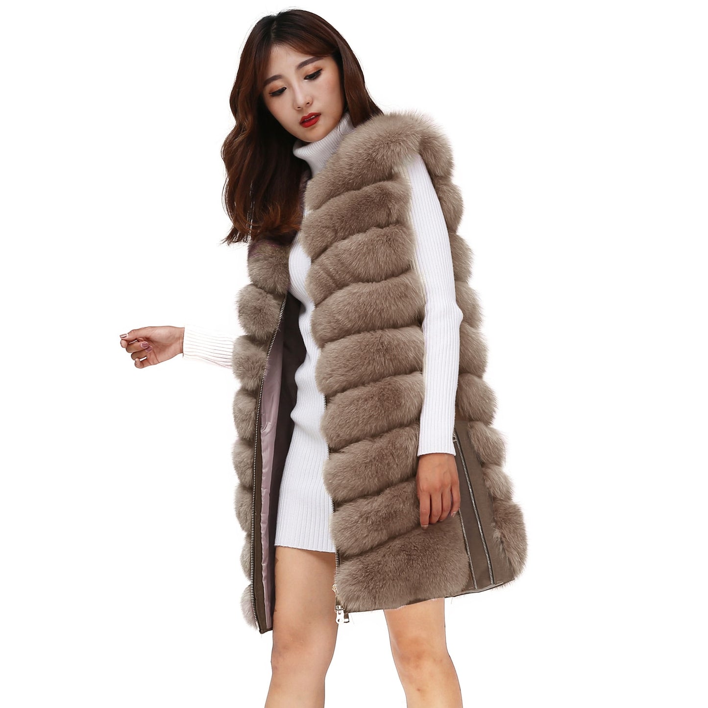 Luxury Real Fox Fur Coat