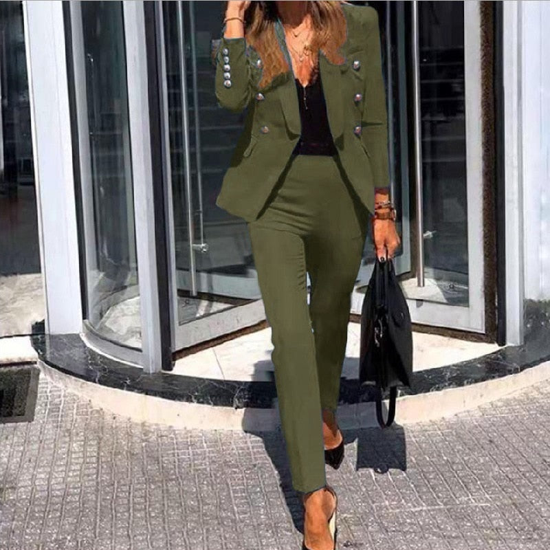 Two Piece Autumn Winter Office Wear Elegant Suit