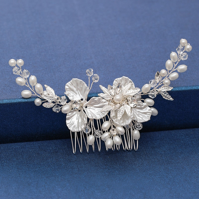 Silver Color Pearl Crystal Wedding Hair Accessories