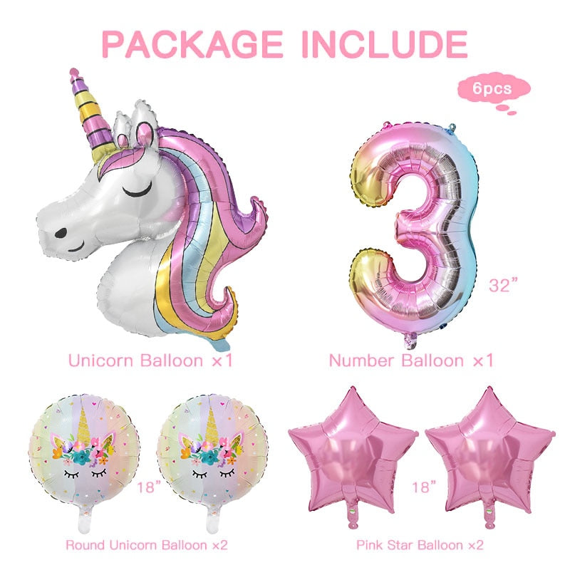 Unicorn Foil Balloons Birthday Party Theme