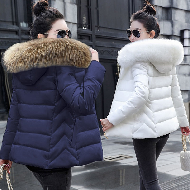 Hooded Winter Coat Fur collar