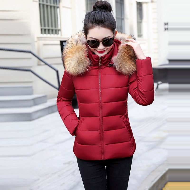 Hooded Winter Coat Fur collar