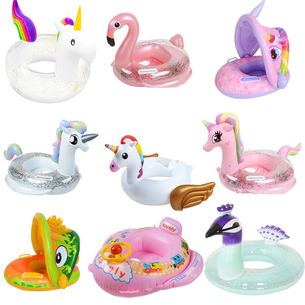 Inflatable Flamingo Kids Swimming Ring